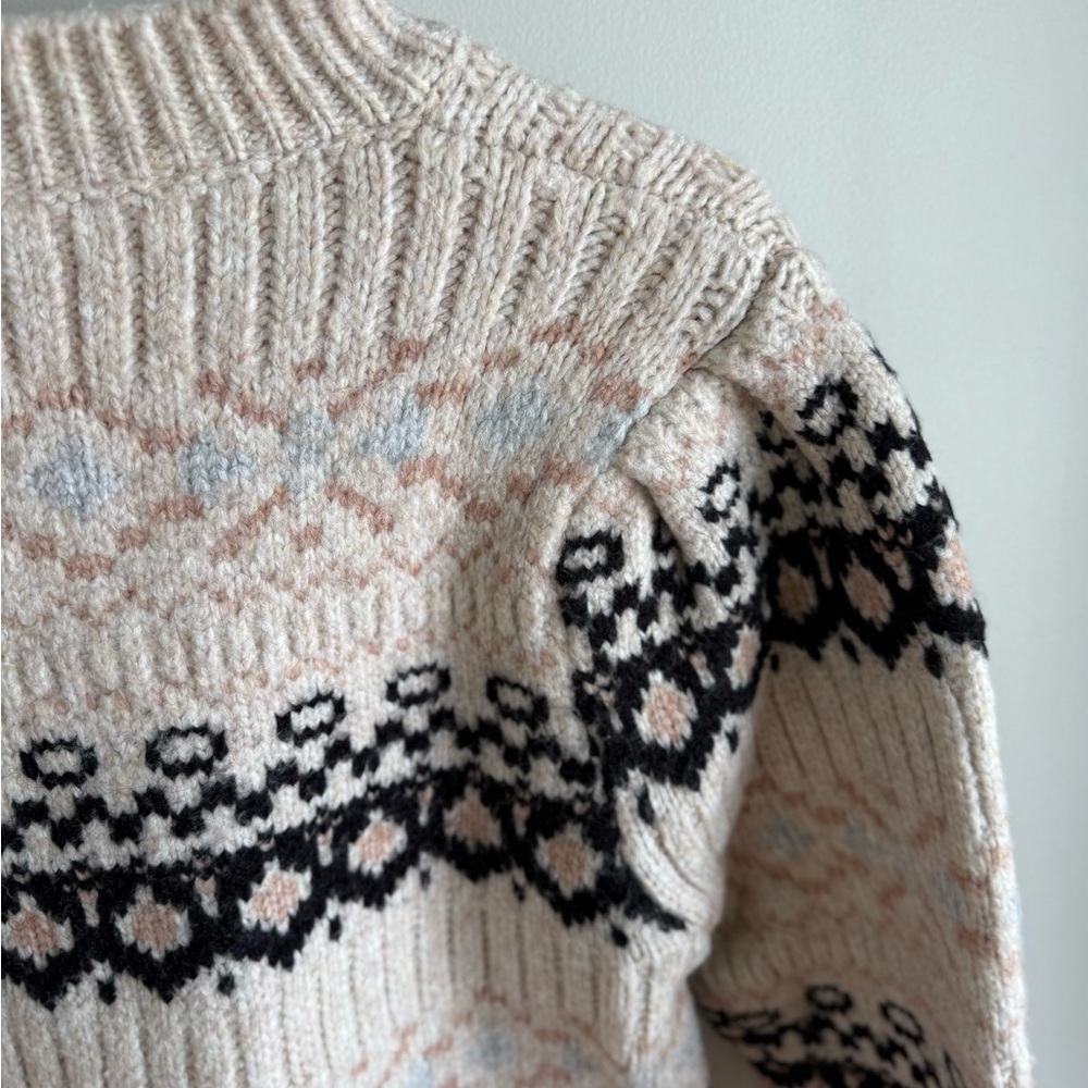 ASTR the Label Maria Mock Neck Fair Isle Knit Sweater - Ivory/Black - Medium - Picture 9 of 15